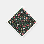 Hübsche Wasserfarbe Schwarz Botanisch Serviette (Ecke)