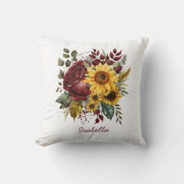 Hübsche Wasserfarbe Sonnenblumen Burgund Blütenblu Kissen