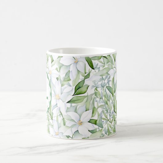Hübsche Wasserfarbe Weiße Blume Personalisiert Kaffeetasse (Mittel)