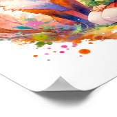 Hübsche Wasserfarben-Anime-Girl und Fox Poster (Ecke)