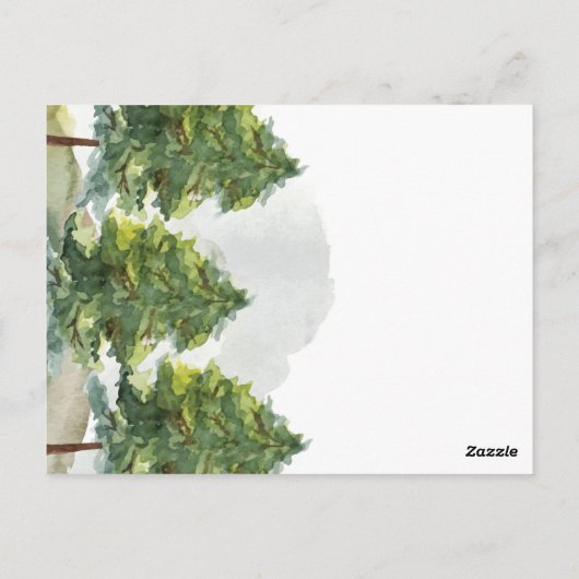 Hübsche Wasserfarben Bäume Landschaft Hochzeit ein Postkarte (Rückseite)