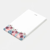 Hübsche Wasserfarben Burgund und Blauer Blumen Post-it Klebezettel (angewinkelt)