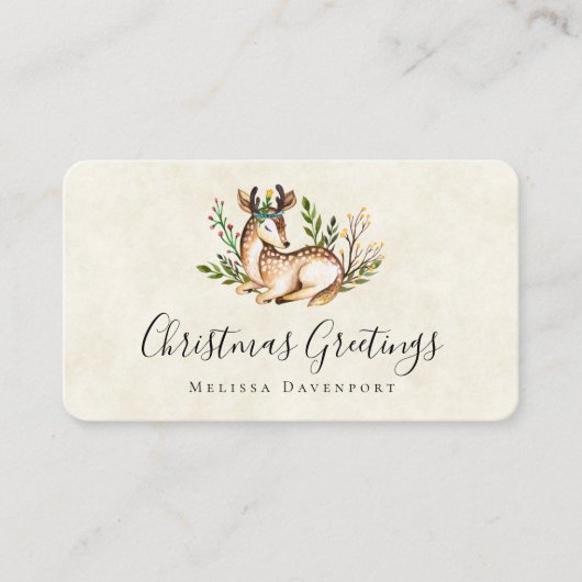 Hübsche Wasserfarben Deh nieder Boho Weihnachten Visitenkarte (Vorderseite)