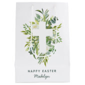Hübsche Wasserfarben Flori und Name der Osterweite Mittlere Geschenktüte (Rückseite)