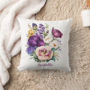 Hübsche Wasserfarben Frühlingsblumen Blüten Kissen