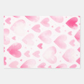 Hübsche Wasserfarben Herz Trio Rosa Lila Geschenk Geschenkpapier Set (Vorderseite)