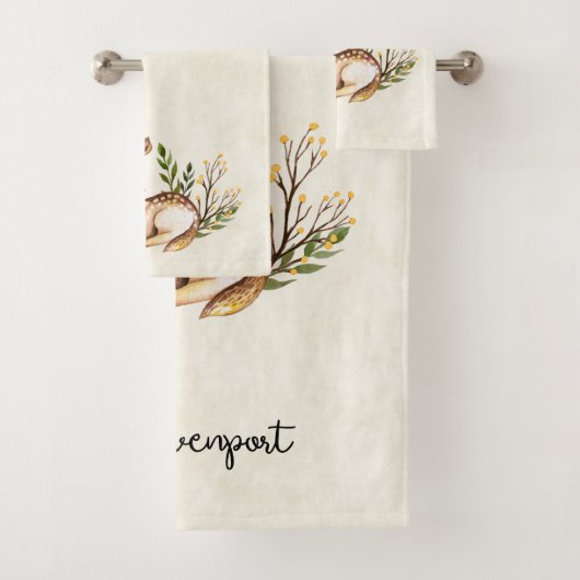 Hübsche Wasserfarben-Hirsche, die Boho ablegen Badhandtuch Set (Insitu)