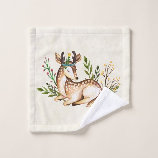 Hübsche Wasserfarben-Hirsche, die Boho ablegen Badhandtuch Set (Waschlappen)