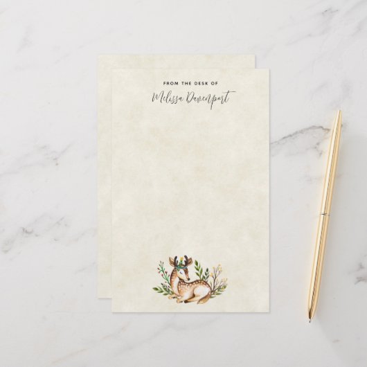 Hübsche Wasserfarben-Hirsche, die Boho ablegen Briefpapier (Vorderseite/Rückseite Beispiel)