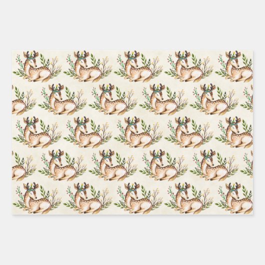 Hübsche Wasserfarben-Hirsche, die Boho ablegen Geschenkpapier Set (Vorderseite 2)