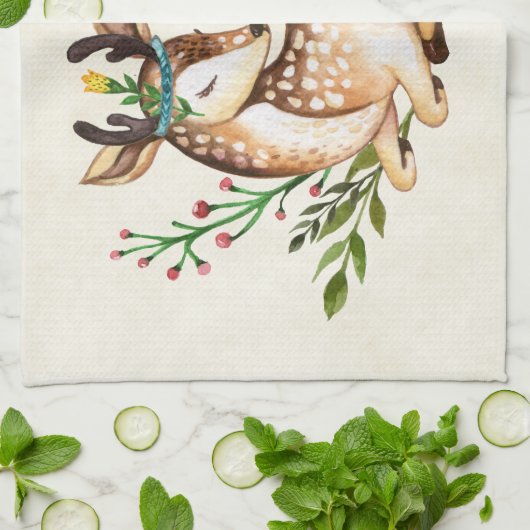 Hübsche Wasserfarben-Hirsche, die Boho ablegen Geschirrtuch (Gefaltet)