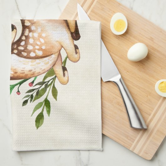 Hübsche Wasserfarben-Hirsche, die Boho ablegen Geschirrtuch (Viertel Falte)