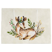 Hübsche Wasserfarben-Hirsche, die Boho ablegen Große Geschenktüte (Rückseite)