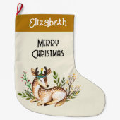 Hübsche Wasserfarben-Hirsche, die Boho ablegen Großer Weihnachtsstrumpf (Vorderseite)