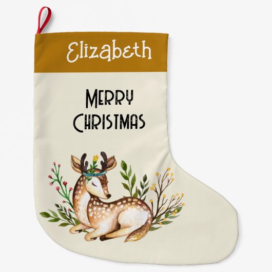 Hübsche Wasserfarben-Hirsche, die Boho ablegen Großer Weihnachtsstrumpf (Vorderseite)