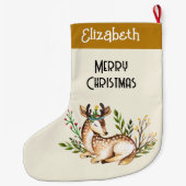 Hübsche Wasserfarben-Hirsche, die Boho ablegen Großer Weihnachtsstrumpf (Rückseite)