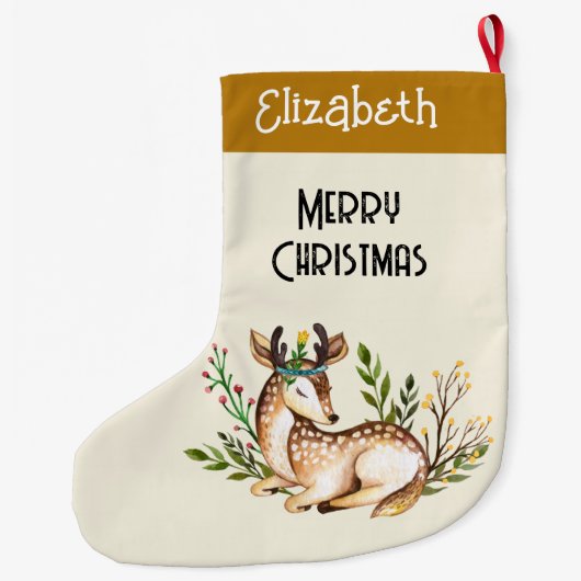 Hübsche Wasserfarben-Hirsche, die Boho ablegen Großer Weihnachtsstrumpf (Rückseite)