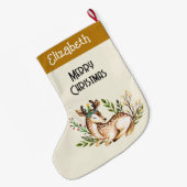 Hübsche Wasserfarben-Hirsche, die Boho ablegen Großer Weihnachtsstrumpf (Rückseite (Hängend))