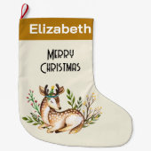 Hübsche Wasserfarben-Hirsche, die Boho ablegen Großer Weihnachtsstrumpf (Vorderseite)