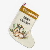 Hübsche Wasserfarben-Hirsche, die Boho ablegen Großer Weihnachtsstrumpf (Vorderansicht (hängend))