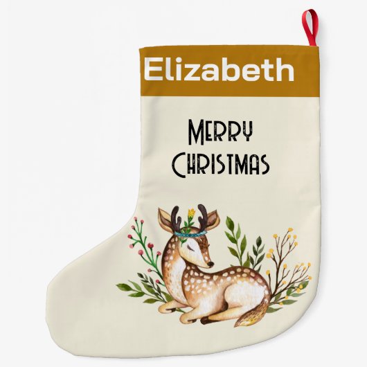 Hübsche Wasserfarben-Hirsche, die Boho ablegen Großer Weihnachtsstrumpf (Rückseite)