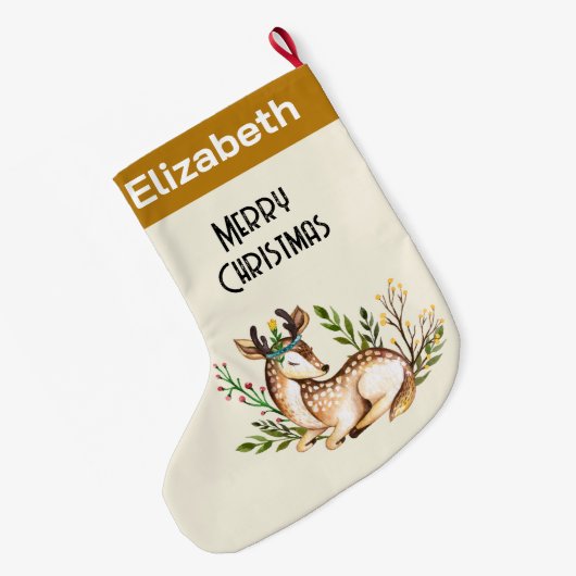 Hübsche Wasserfarben-Hirsche, die Boho ablegen Großer Weihnachtsstrumpf (Rückseite (Hängend))