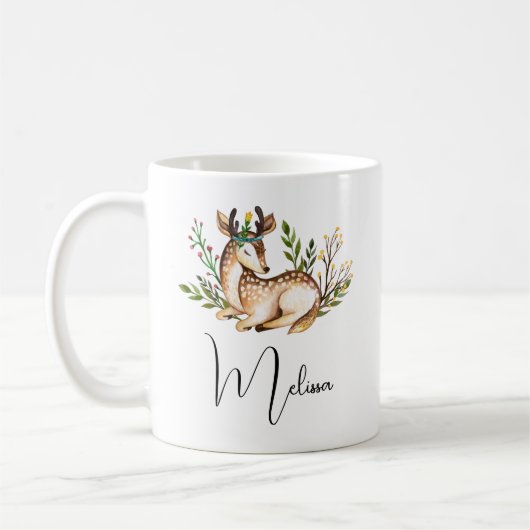 Hübsche Wasserfarben-Hirsche, die Boho ablegen Kaffeetasse (Links)