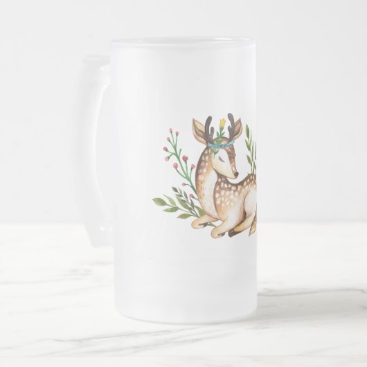 Hübsche Wasserfarben-Hirsche, die Boho ablegen Mattglas Bierglas (Vorderseite Links)