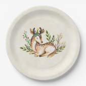 Hübsche Wasserfarben-Hirsche, die Boho ablegen Pappteller (Vorderseite)