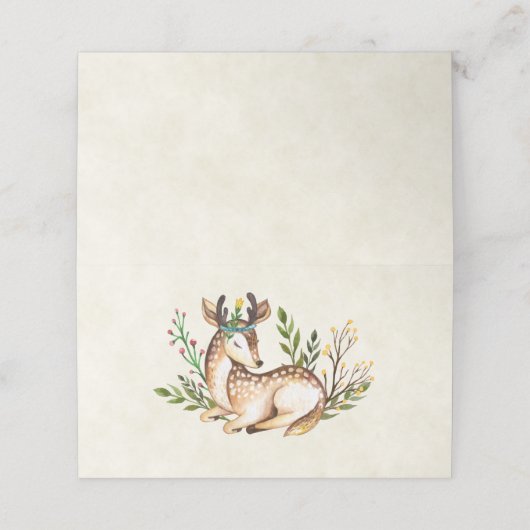Hübsche Wasserfarben-Hirsche, die Boho ablegen Platzkarte (Außenseite Aufgefaltet)