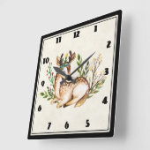 Hübsche Wasserfarben-Hirsche, die Boho ablegen Quadratische Wanduhr (Winkel)