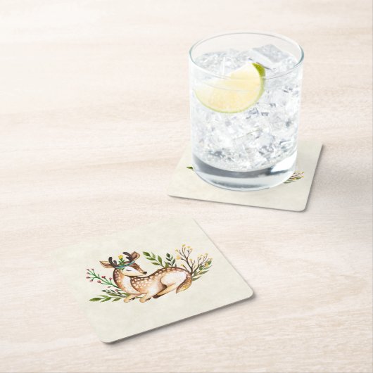 Hübsche Wasserfarben-Hirsche, die Boho ablegen Rechteckiger Pappuntersetzer (Vor Ort)