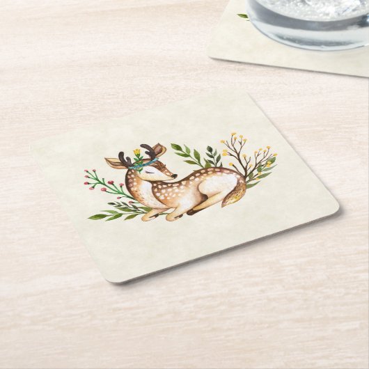 Hübsche Wasserfarben-Hirsche, die Boho ablegen Rechteckiger Pappuntersetzer (angewinkelt)