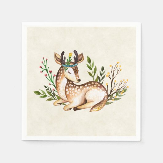 Hübsche Wasserfarben-Hirsche, die Boho ablegen Serviette (Vorderseite)