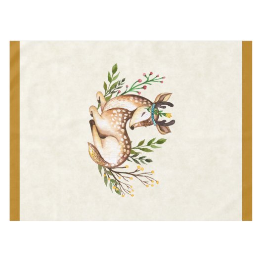 Hübsche Wasserfarben-Hirsche, die Boho ablegen Tischdecke (Vorderseite (Horizontal))