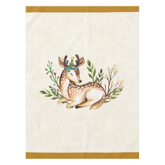 Hübsche Wasserfarben-Hirsche, die Boho ablegen Tischdecke (Vorderseite)