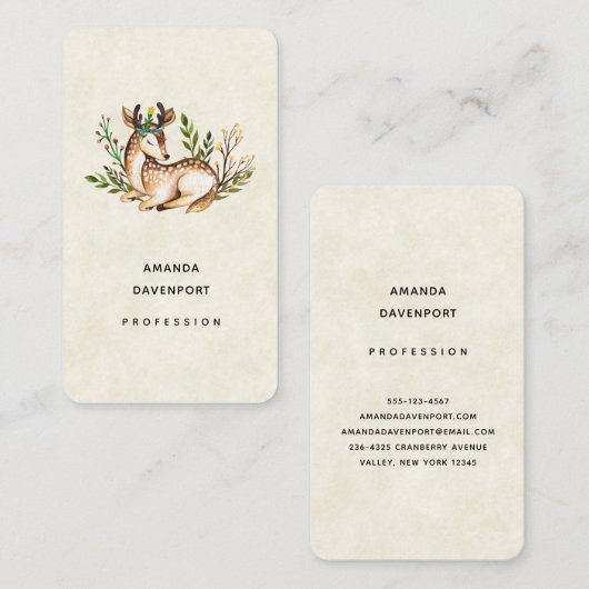 Hübsche Wasserfarben-Hirsche, die Boho ablegen Visitenkarte (Vorne/Hinten)