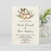 Hübsche Wasserfarben-Hirsche, die Boho-Hochzeit ni Einladung (Stehend Vorderseite)