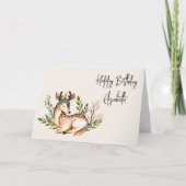 Hübsche Wasserfarben-Hirsche legen Boho zum Geburt Karte (Vorderseite)