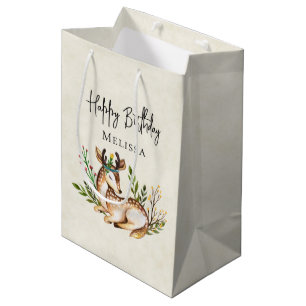 Hübsche Wasserfarben-Hirsche legen Boho zum Geburt Mittlere Geschenktüte