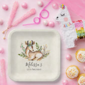 Hübsche Wasserfarben-Hirsche legen Boho zum Geburt Pappteller (Party)