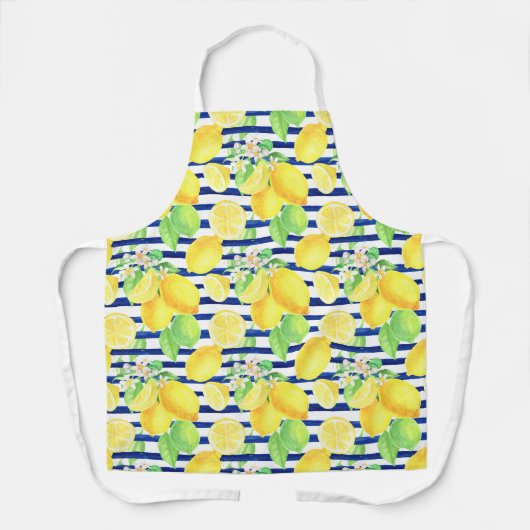 Hübsche Wasserfarben Lemonen auf Blue Stripes Küch Schürze (Vorderseite)