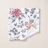 Hübsche Wasserfarben Poinsettias und Eukalyptus Badhandtuch Set (Waschlappen)