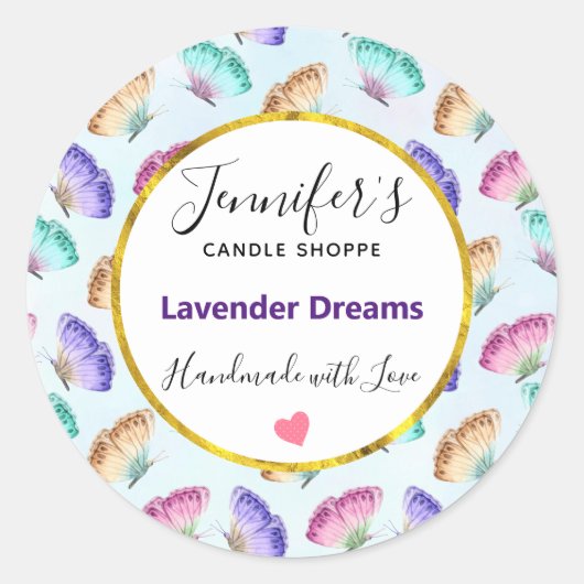 Hübsche Wasserfarben-Schmetterlingsmuster-Seife / Runder Aufkleber (Vorderseite)