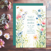 Hübsche Wasserfarben Wildblumen Hochzeit im Garten Einladung