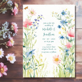 Hübsche Wasserfarben Wildblumen Hochzeit im Garten Einladung