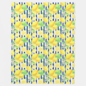 Hübsche Wasserfarben-Zitronen auf blauen Streifen Fleecedecke (Vorderseite)