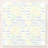 Hübsche Wasserfarben-Zitronen auf blauen Streifen Glasuntersetzer (Rückseite)