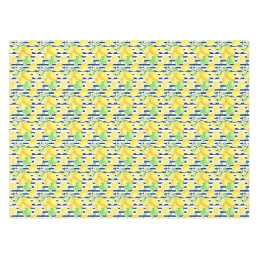 Hübsche Wasserfarben-Zitronen auf blauen Streifen Tischdecke (Vorderseite (Horizontal))