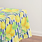 Hübsche Wasserfarben-Zitronen auf blauen Streifen Tischdecke (Beispiel)